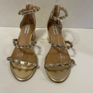 Steve Madden gold strappy heels sandals shoes with floral rhinestones size 9 M